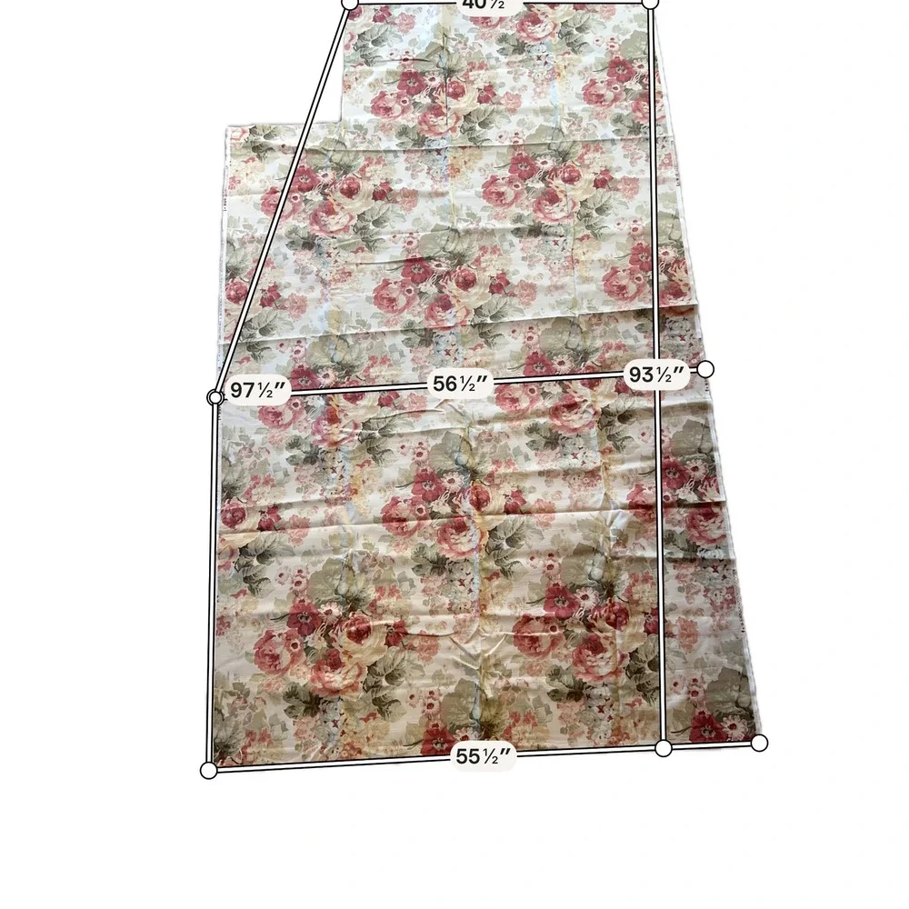 Richloom Floral Fabric 2.7 Yards Burgundy Sage Cream‎ Rose Cottagecore Textile